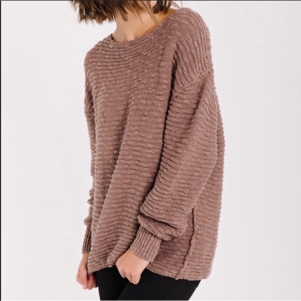 Free People Brown Crew Neck Sweater